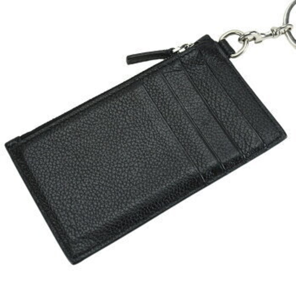 Balenciaga coin card case cash neck strap black leather key ring purse wallet - Picture 3 of 6